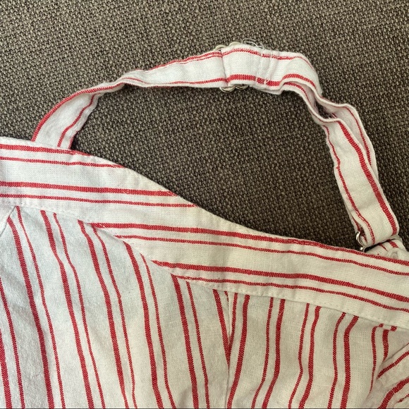 Brandy Melville Astrid Cropped Tank Button Down Red and White Stripes - Picture 7 of 7